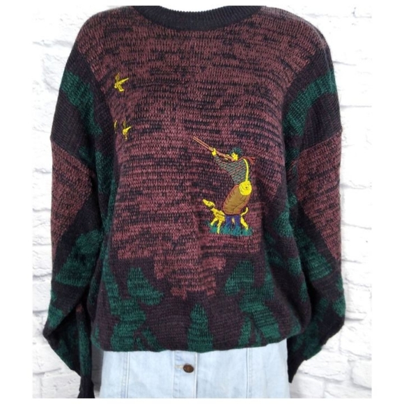 Gander Mountain Sweaters - Vintage Gander Mountain Hunting Scene Sweater L